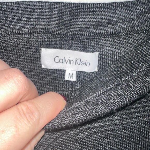 Calvin Klein Charcoal Gray Elevated Belted Wool Cardigan and Skirt set - Picture 8 of 8